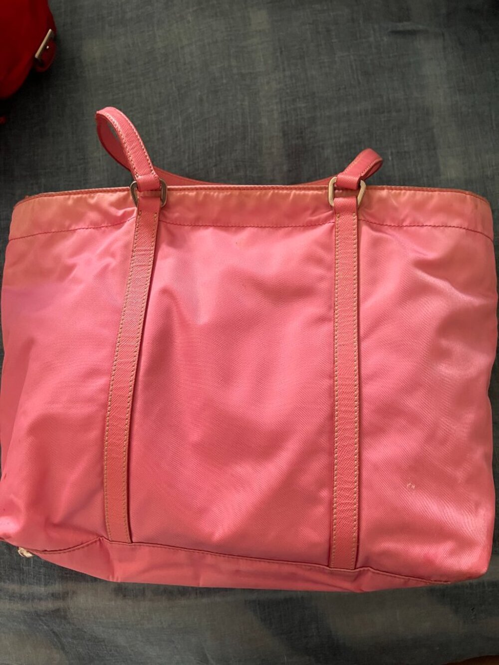 *VERY CUTE* Vintage Y2K Prada Medium Tote Bag Tessuto Pink Silver Hardware - Picture 7 of 11
